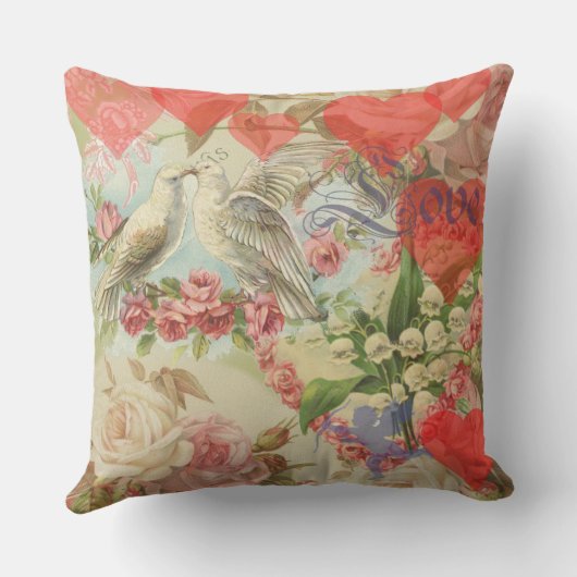 Liefdesvogels Antieke Hart Buitenkussen (Achterkant)