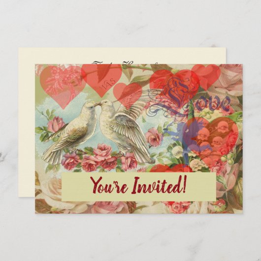 Liefdesvogels Antieke Hart Kaart (Voorkant / Achterkant)