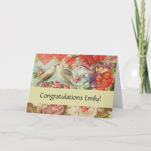 Liefdesvogels Antieke Hart Kaart (Voorkant)