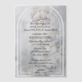 Liefdesvogels Bloemboog Trouw  Vellum Uitnodigingen (Voorkant)