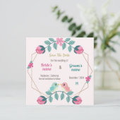 liefdesvogels bloemen , sla de datumkaart op (Staand voorkant)