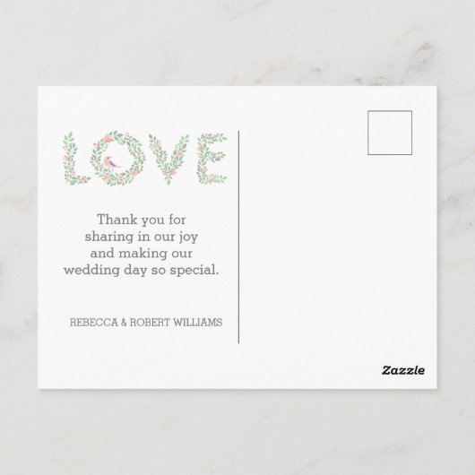 Liefdesvogels & Brieven Bedankt Briefkaart (Achterkant)