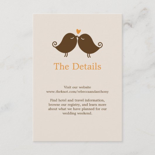 Liefdesvogels Bruiloft Informatiekaartje (Voorkant)