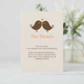 Liefdesvogels Bruiloft Informatiekaartje (Staand voorkant)