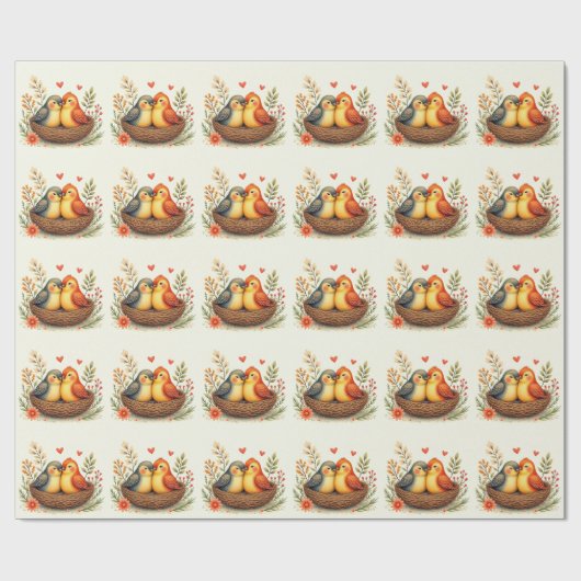 Liefdesvogels Cadeaupapier (Vlak)