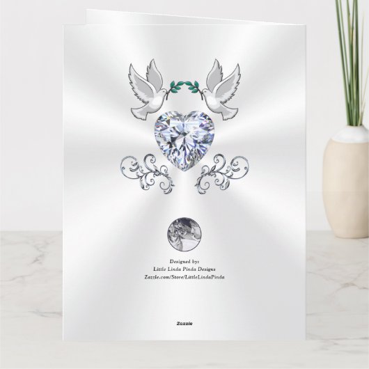 Liefdesvogels Diamanten Hart, Op Maat Gemaakte Jub Bedankkaart (Achterkant)