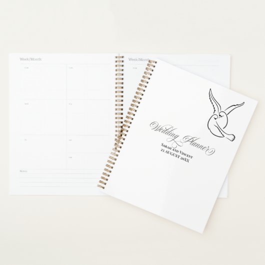 Liefdesvogels Elegante Calligrafie Bruiloft Planner (Display)