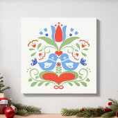 Liefdesvogels en Bloesems Canvas Afdruk