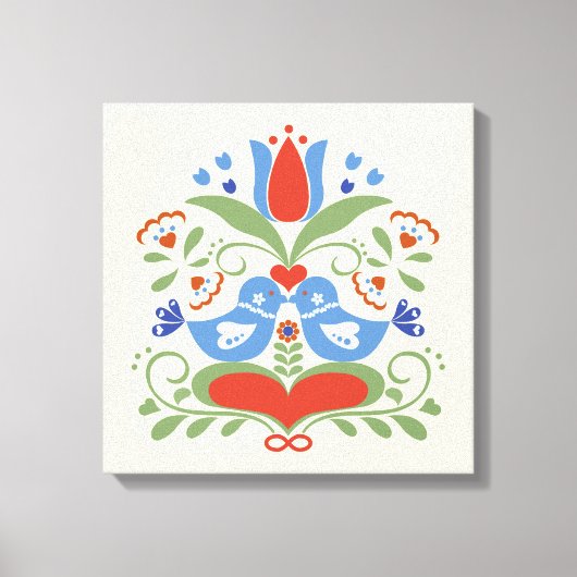 Liefdesvogels en Bloesems Canvas Afdruk (Voorkant)