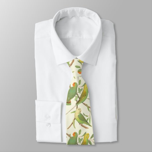 liefdesvogels en paraketten tegen roomachtergrond stropdas (Gebonden)