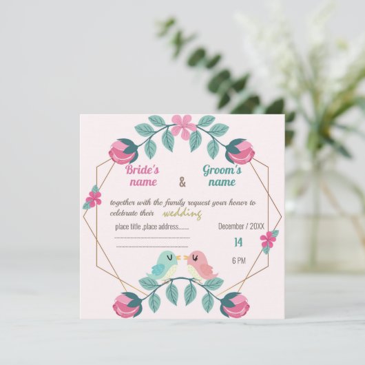 liefdesvogels floral bruiloft (Staand voorkant)