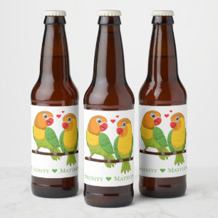 Liefdesvogels Geel Groen Liefde Vogels Bruiloft Bier Etiket