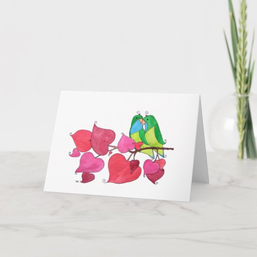 Liefdesvogels, "Gelukgewenst" Kaart (Voorkant)