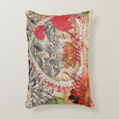 Liefdesvogels Hart Rode Kunstcollage Accent Kussen (Voorkant(Verticaal))