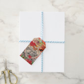 Liefdesvogels Hart Rode Kunstcollage Cadeaulabel (Met Touw)