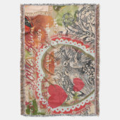 Liefdesvogels Hart Rode Kunstcollage Deken (Voorkant Verticaal)