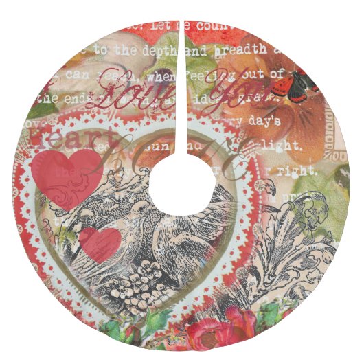 Liefdesvogels Hart Rode Kunstcollage Kerstboom Rok (Voorkant)