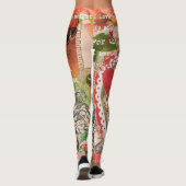 Liefdesvogels Hart Rode Kunstcollage Leggings (Achterkant)