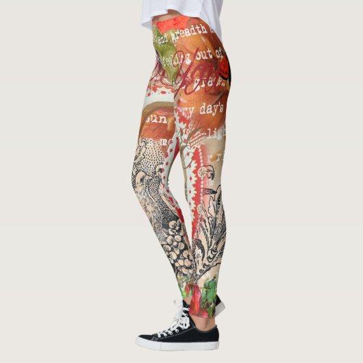 Liefdesvogels Hart Rode Kunstcollage Leggings (Links)