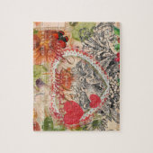 Liefdesvogels Hart Rode Kunstcollage Legpuzzel (Verticaal)