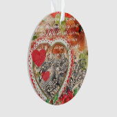 Liefdesvogels Hart Rode Kunstcollage Ornament (voorkant)