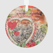 Liefdesvogels Hart Rode Kunstcollage Ornament (achterkant)