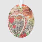 Liefdesvogels Hart Rode Kunstcollage Ornament (voorkant)