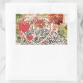Liefdesvogels Hart Rode Kunstcollage Rechthoekige Sticker (Tas)