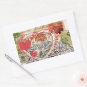 Liefdesvogels Hart Rode Kunstcollage Rechthoekige Sticker (Envelop)