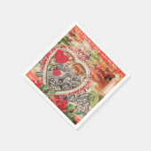 Liefdesvogels Hart Rode Kunstcollage Servet (Hoek)