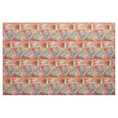 Liefdesvogels Hart Rode Kunstcollage Stof (Fat Quarter)