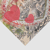 Liefdesvogels Hart Rode Kunstcollage Tissuepapier (Detail)