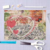 Liefdesvogels Hart Rode Kunstcollage Tissuepapier (Craft)
