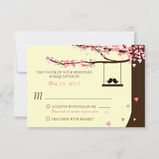 Liefdesvogels Harten die vallen Eik RSVP (Voorkant)