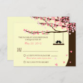 Liefdesvogels Harten die vallen Eik RSVP (Voorkant / Achterkant)