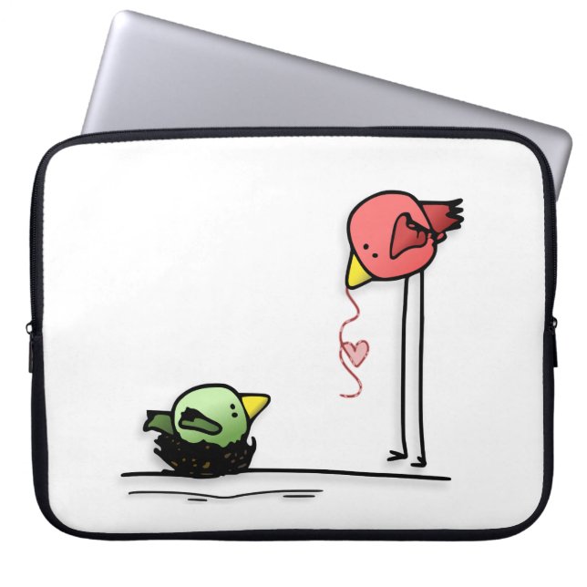 liefdesvogels hartworm van de cartoon van de baby laptop sleeve (Voorkant)