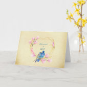 Liefdesvogels in hart Valentijnsdag Kaart (Gele Bloem)