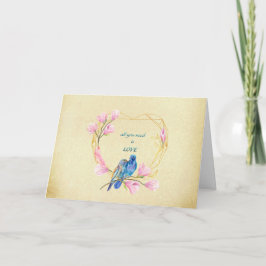 Liefdesvogels in hart Valentijnsdag Kaart