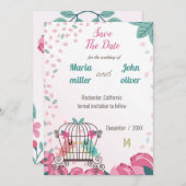 liefdesvogels in kooien bloemen , behalve de datum (Voorkant / Achterkant)