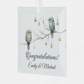 Liefdesvogels in landelijke bosomgeving  Romantisc Glas Ornament (Voorkant links)