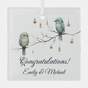 Liefdesvogels in landelijke bosomgeving  Romantisc Glas Ornament