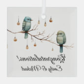 Liefdesvogels in landelijke bosomgeving  Romantisc Glas Ornament (Achterkant)