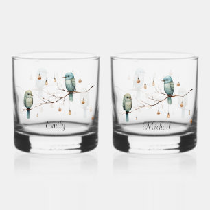 Liefdesvogels in landelijke bosomgeving Romantisch Whisky Glas