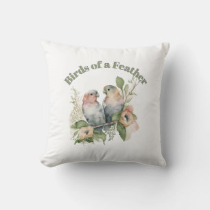 Liefdesvogels in Pastel Waterverf Kussen