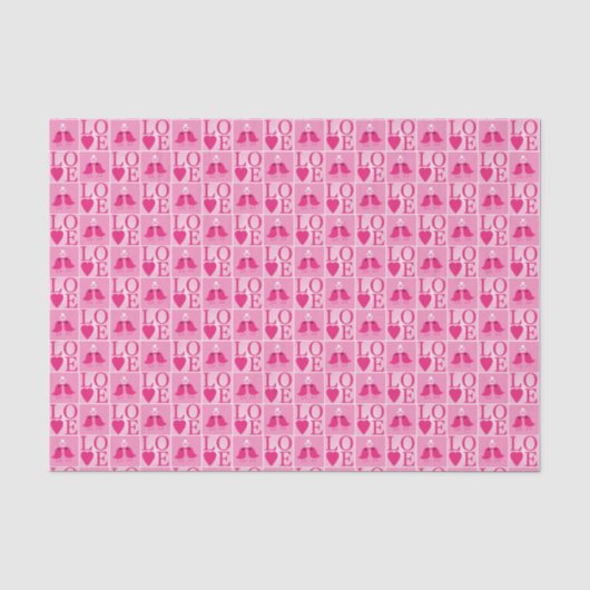 Liefdesvogels in roze patroon tissuepapier (Voorkant)