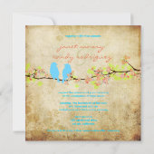  liefdesvogels/kleurrijke bloesems kaart (Achterkant)