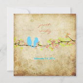  liefdesvogels/kleurrijke bloesems kaart (Voorkant)