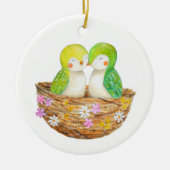 Liefdesvogels Koppel's Eerste Kerstmis Samen Maatw Keramisch Ornament (Voorkant)