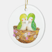 Liefdesvogels Koppel's Eerste Kerstmis Samen Maatw Keramisch Ornament (Links)