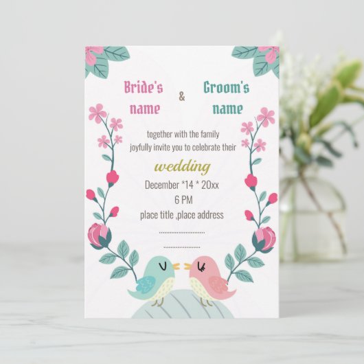 liefdesvogels lente bruiloft (Staand voorkant)